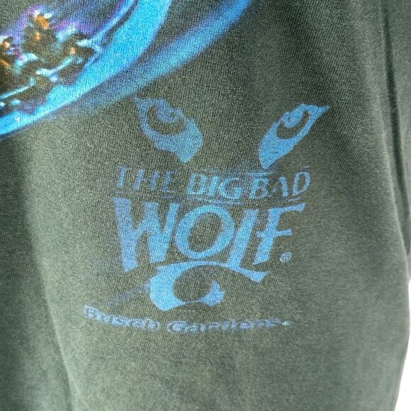 Vintage The Big Bad Wolf Busch Gardens T-Shirt Men’s Small Green Roller Coaster - Picture 3 of 10